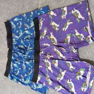 RARE Men's MeUndies Blue Mermaid and Purple Unicorn Print Boxers - 2 Pairs
